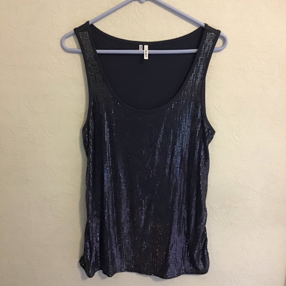 Studio Y Charcoal Gray Sequin Tank Top